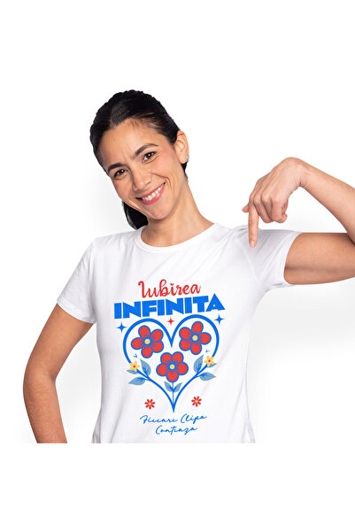 StoryGift Romania Tricou Femei cu Inima Cu Flori Colorate, Dragoste Cadou, va...