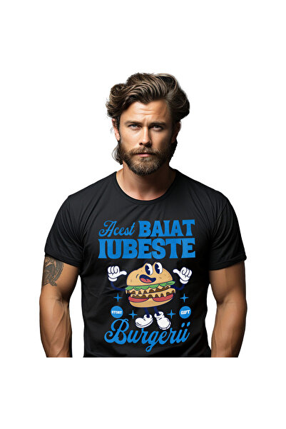 StoryGift Romania Tricou Barbati cu Dubluchessburger Vesel Fast Food Pofticio...