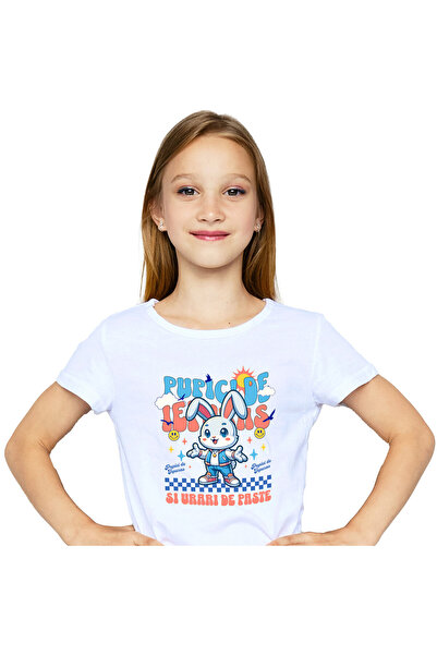 StoryGift Romania Tricou Copii cu Iepure Alb Cu Urechi Lungi Imbracaminte Mod...