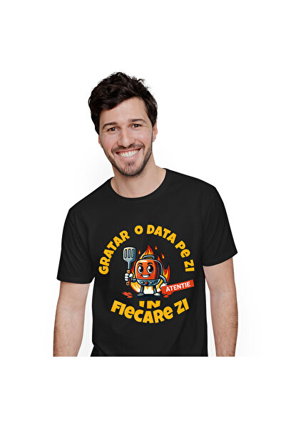 StoryGift Romania Tricou Barbati cu Gratar Cu Paleta Vesel Flacari Distractie...