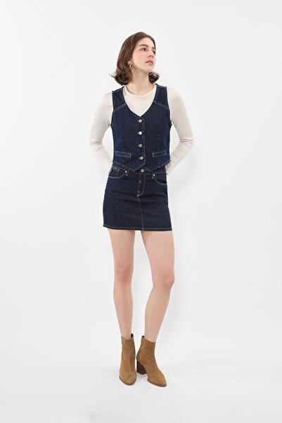 BANNY JEANS Women's V-Neck Buttoned 100% Cotton Jean Vest