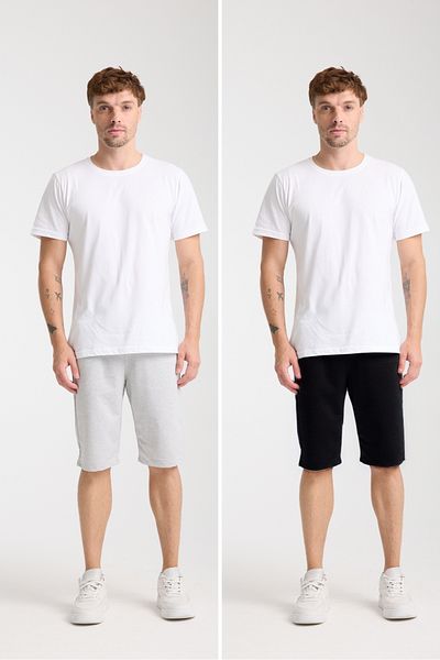 VERSCOVE Ανδρικό μάξι μέγεθος 2-pack πλεονέκτημα πακέτο με τσέπες στο πλάι με κορδόνια προσαρμοζόμενο βασικό χτενισμένο βαμβακερό σορτς