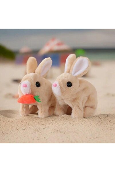 MEM STORE Pilli sesli zıplayan hareketli havuç peluş tavşan