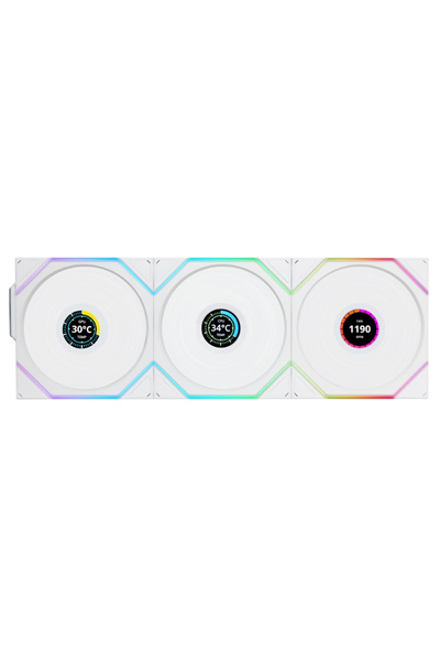 Lian Li مروحة Unı Fan Tl اللاسلكية LCD 3X120MM ذات الهيكل الأبيض (G99.12TLLCD1W3W.00)