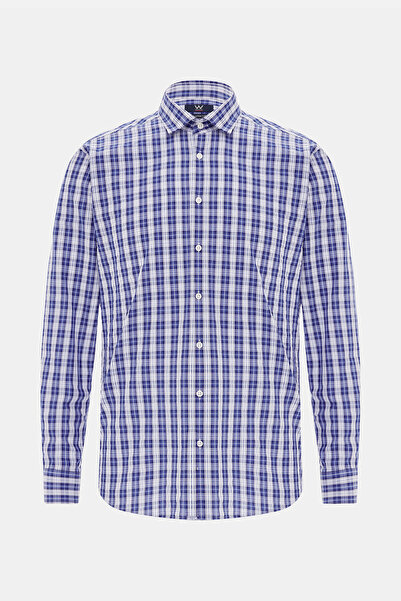 W Collection WHITE LONG SLEEVE STRIPED PATTERNED SHIRT