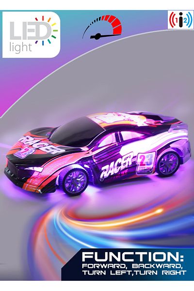 PLAYZO Racer Rc Drift Car With Led Lights 2.4ghz Remote Control, Dual Frequency, Rechargeable Racing Car