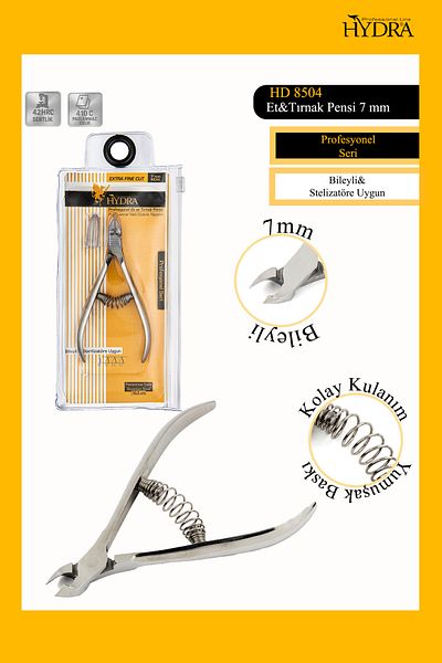 Hydra Professional Series Meat and Nail Clamp 7 mm Hd-8504 Stainless & Sharp