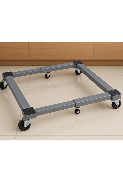 ALMUFARREJ Adjustable Iron Fridge Base with Wheels, Gray, 90x90cm