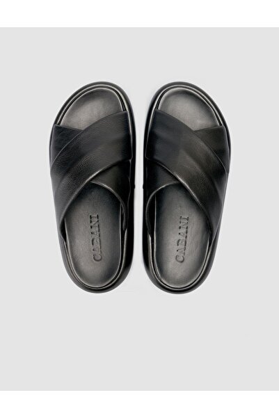 Cabani 100% Genuine Leather Black Women's Slippers