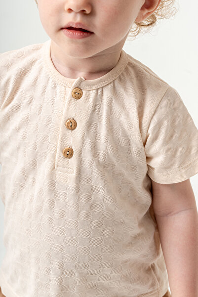 bombe Baby Kids Καφέ-Μπεζ Βαμβακερό Σετ 2 τεμαχίων First I'm Trend Fashion Bottom Top Σετ