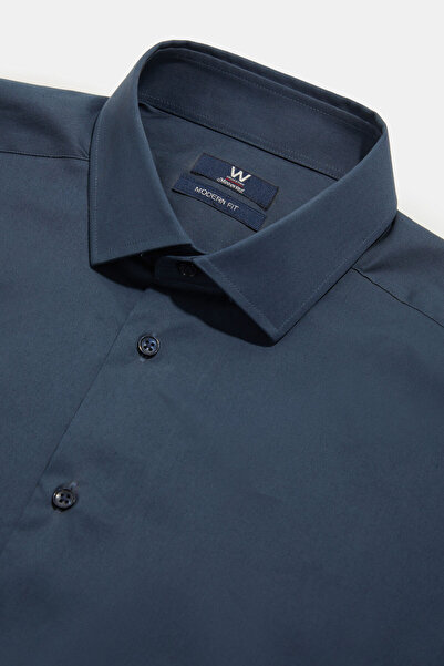 W Collection قميص كلاسيكي متحرك باللون الأزرق الداكن