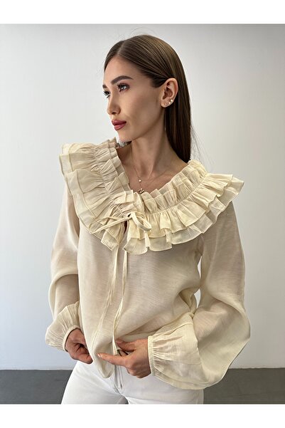 ossons Cămașă cu guler cu volan