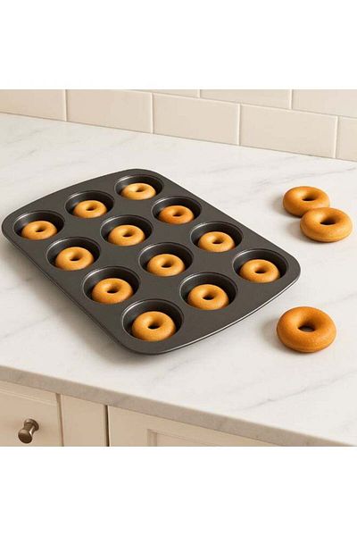 ALMUFARREJ Medium Doughnut Mould Black 13.7x1.5x9.25cm