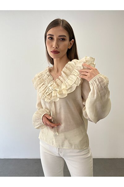 ossons Cămașă cu guler cu volan