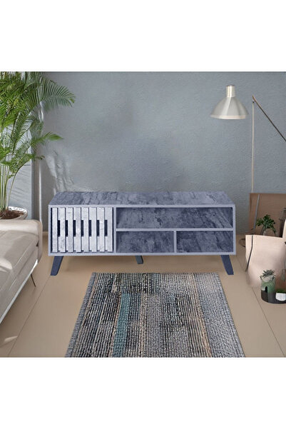 Generic TV Table, Large Living Room Wood Media Console Table with 2 Rack Storage and 2 Drawers 120x40x45cm