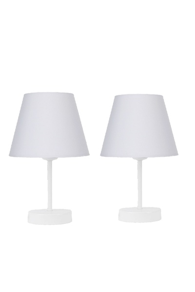 Semboldekor 2 White Cylinder Hat Lampshades with White Legs
