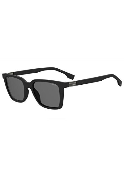 BOSS Unisex Black-Smoked Organic Polarized (Uv) Glass Bone Closed Frame Rectangular Sunglasses Bs1574/S