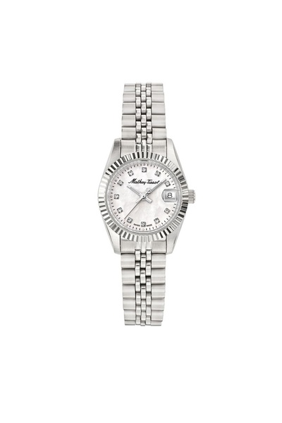 Mathey-Tissot Kadın Gümüş-Beyaz Çelik Kasa Yuvarlak Kadran Metal Kordonlu Kol...