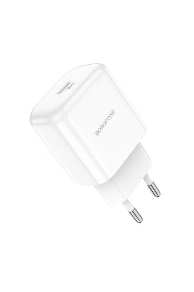 Borofone BN3 Premium USB-C Mains Charger, Quick Charge, 20W, 1 X USB Type-C - White