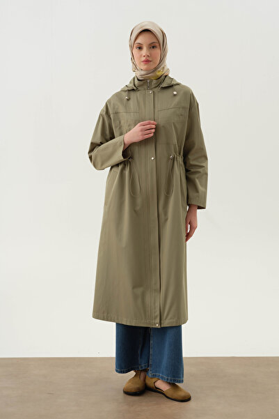 Tuğba Kapüşonlu Cep Detaylı Kap - Mint