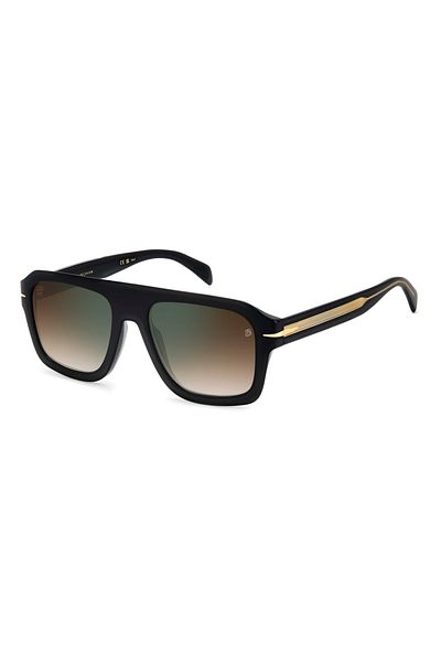 David Beckham Men's Black-Brown Organic Gradient (Uv) Glass Bone Closed Frame Rectangular Sunglasses Db712