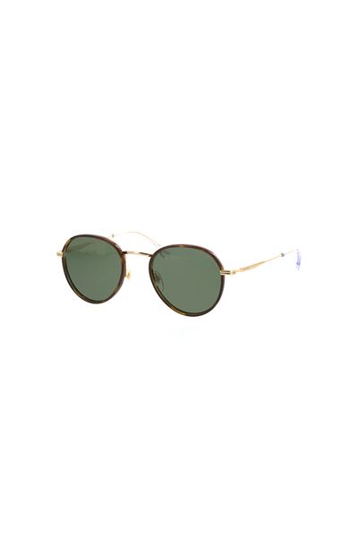 Mustang Unisex Gold-Green Polarized Glass Steel Closed Frame Oval - Round Sunglasses Mu2108 02 52-21