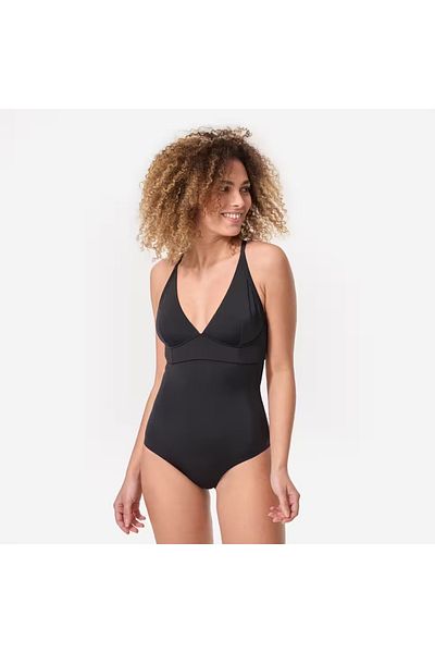 Decathlon Γυναικείο μαγιό με λαιμόκοψη V - Μαύρο - BEA