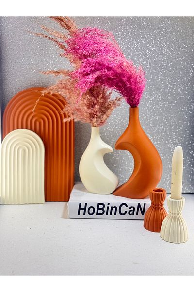 BLANJ Heart Vase 2 Candlestick Candle Holder Large-Small Rainbow Presentation Plate 6-Piece Luxury Exclusive Set