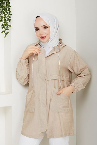 Pamuk Butik Women's Short Cap with Pocket and Hidden Zipper