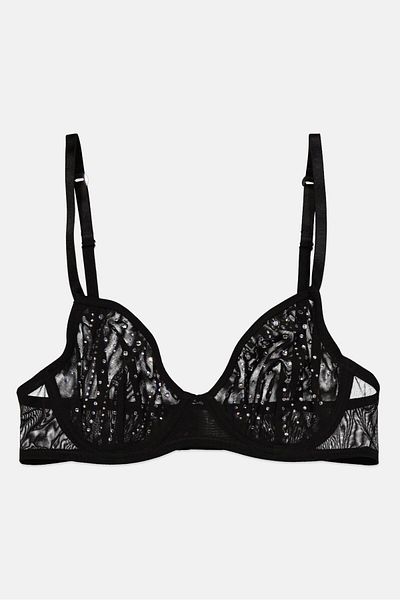 Guess Women Non Padded Underwired Studded Bra, Black