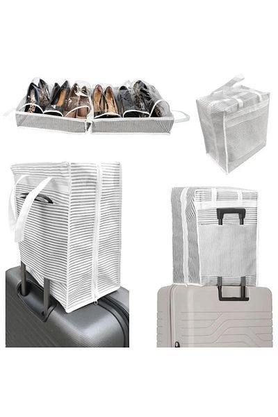 MorPort 6 Compartment Patterned Shoe Storage Travel Type Suitcase Top Storage Bag (35x22x40)