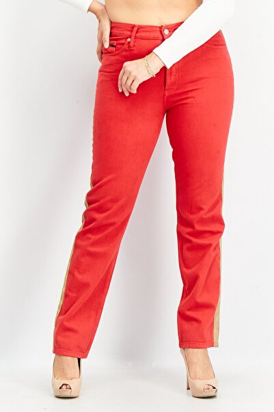 Calvin Klein Women Straight Fit High Rise Non Stretchable Denim Pants, Red