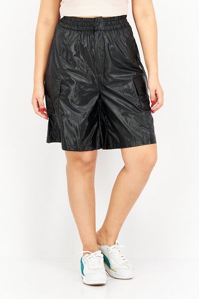 Rains Women Regular Fit Plain Shorts, Black