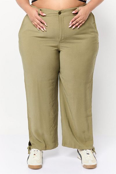 Ralph Lauren Women Regular Fit Wide Leg Solid Palazzo Pants, Olive