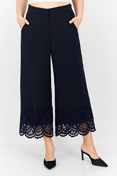Lela Rose Women Regular Fit Textured Wide Leg Pants, Blue