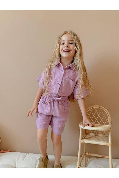 Jolly Kids Girl's Muslin Fabric Shirt Set