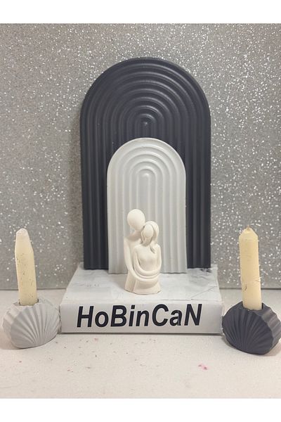 BLANJ Lover and Child Figurine 2 Candle Holder Large-Small Rainbow Presentation Plate 6 Piece Luxury Special Set