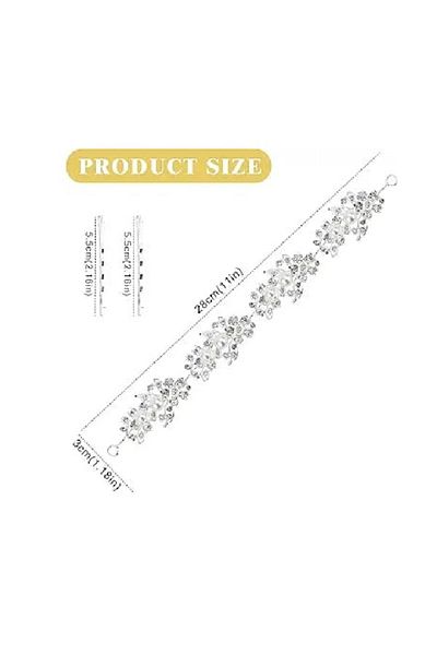 animis beauty Accesoriu Par pentru Mireasa, tip Bijuterie, agrafa din fire delicate, flori cu perle, argintiu