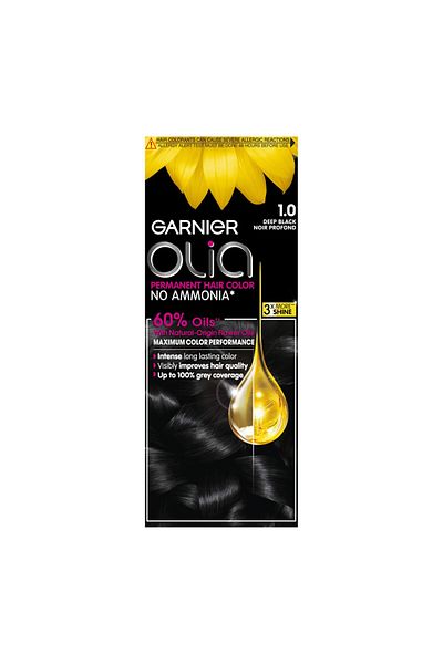 Garnier Olia Hair Color 1.0 Deep Black 41152 --- غارنيه صبغة دائمة للشعر 1.0 أسود غامق