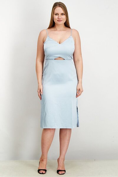 Sam Edelman Women Plain Sleeveless Midi Dress, Steel Blue