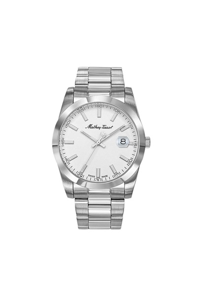 Mathey-Tissot Erkek Gümüş-Beyaz Çelik Kasa Yuvarlak Kadran Metal Kordonlu Kol...