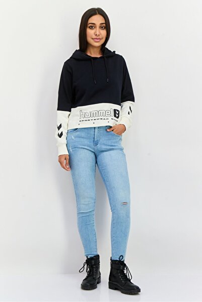 hummel Women Sportswear Fit Long Sleeve Outdoor Hoodies, Black/White