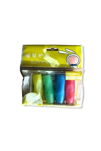 UNICUS Pen Holder Silicone Silvery Pack of 4