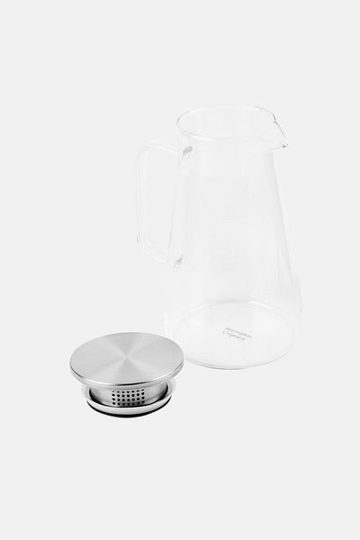 Catherine Malandrino Glass Jug With Stainless Steel Lid, Transparent