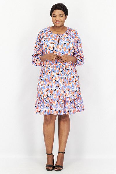 Ralph Lauren Women Plus Size Allover Print Long Sleeve Mini Dress, White