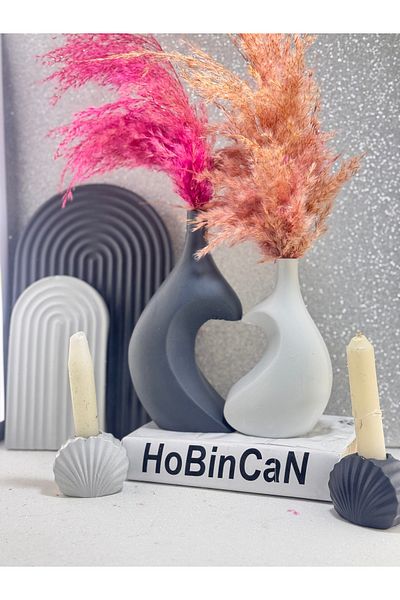 BLANJ Heart Vase 2 Candle Holders Large-Small Rainbow Presentation Plate 6 Piece Luxury Exclusive Set