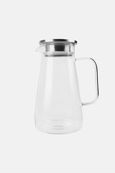 Catherine Malandrino Glass Jug With Stainless Steel Lid, Transparent