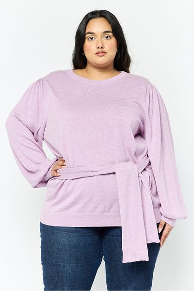 Ralph Lauren Women Plus Size Round Neck Knitted Sweater, Purple