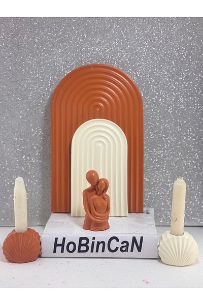 BLANJ Lover and Child Figurine 2 Candle Holder Large-Small Rainbow Presentation Plate 6 Piece Luxury Special Set