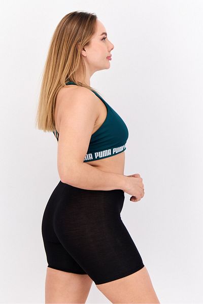 Puma Women Brand Logo Padded Training Sports Bra, Teal Green/White